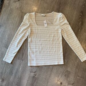 LOFT new with tags Long Sleeve boat neck lightweight striped shirt size medium